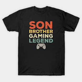 Son Brother Gaming Legend Teenage Boys 8-12 Year Old Gamer T-Shirt